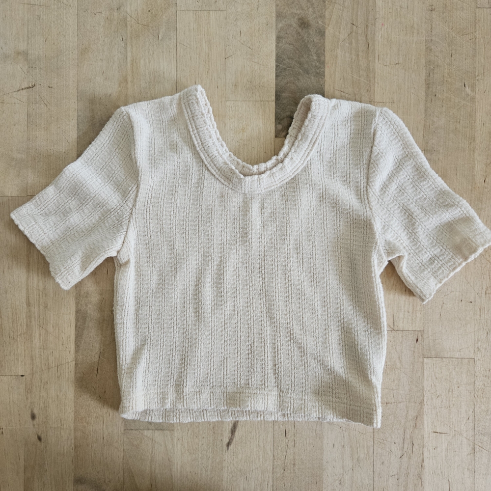 Girls Rylee + Cru Scallop Tee Natural 2/3 Yrs